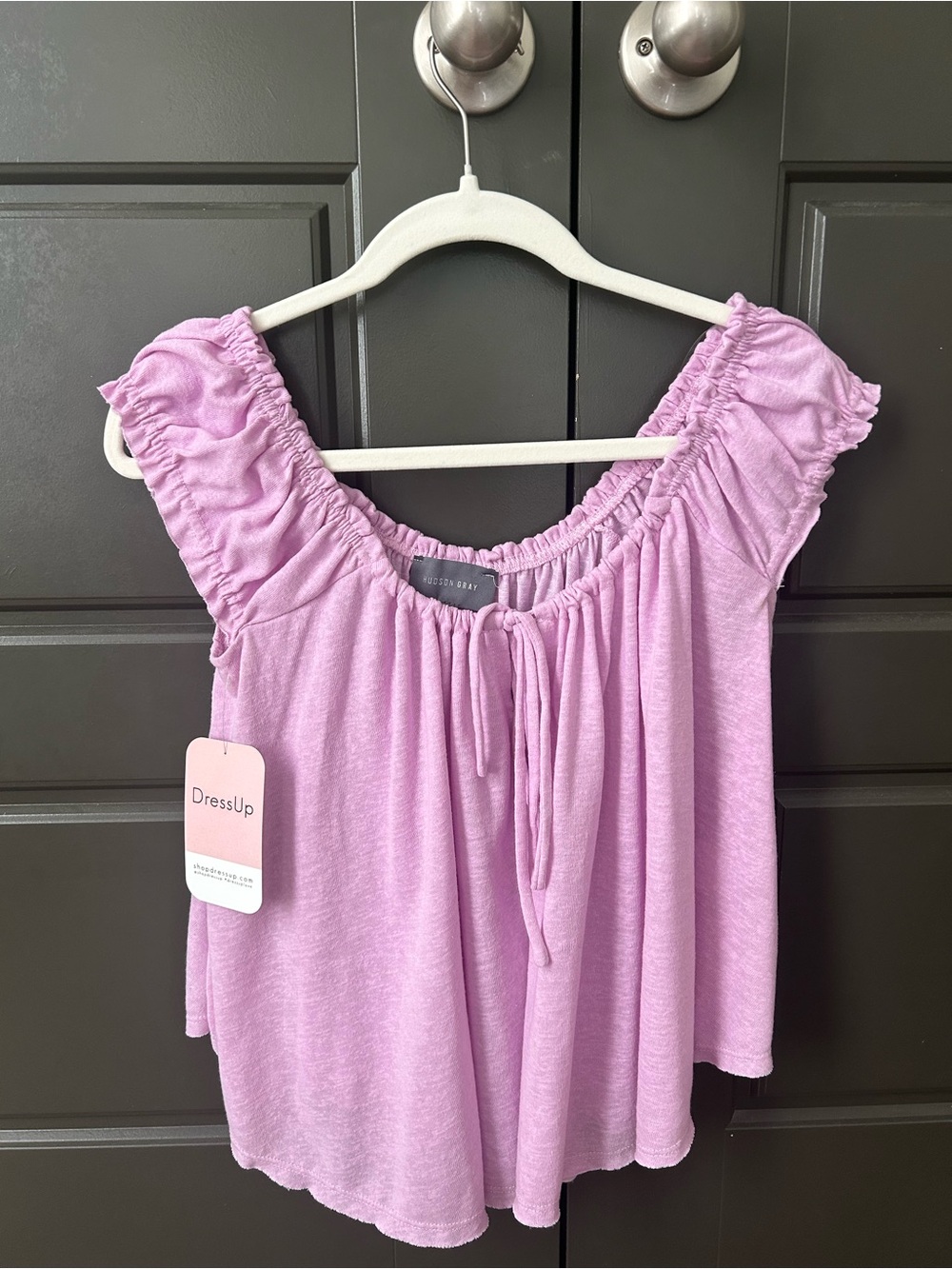 DressUp Lavender Ruffle Sleeve Peasant Top
